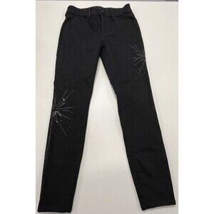 Women's White House Black Market Black Rhinestone Skinny Jeans, Size 0
